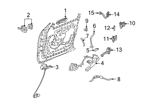 2005 Lincoln Aviator Front Door - Lock & Hardware Rod Retainer Diagram for YL3Z-1521970-CA