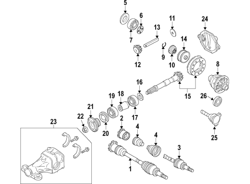 2015 Infiniti Q40 Rear Axle, Axle Shafts & Joints, Differential, Drive Axles, Propeller Shaft FLANGE Side Diagram for 38220-1NC0A