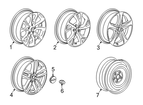 2022 Chevrolet Equinox Wheels Center Cap Diagram for 84566465