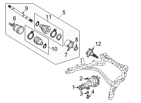 2002 Infiniti Q45 Axle & Differential - Rear Bolt-Differential Mounting Diagram for 55424-AG00A