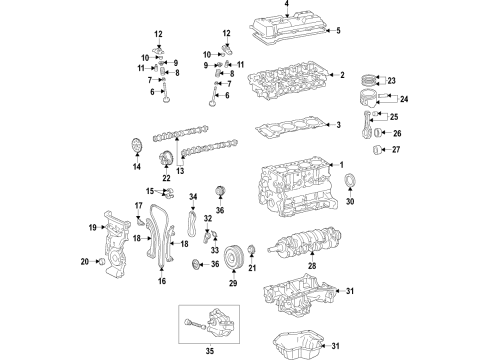 2018 Toyota Prius Engine Parts, Mounts, Cylinder Head & Valves, Camshaft & Timing, Oil Pan, Oil Pump, Crankshaft & Bearings, Pistons, Rings & Bearings, Variable Valve Timing DAMPER, Chain Vibration Diagram for 13561-37050