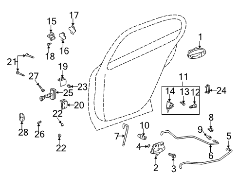 2001 Buick LeSabre Rear Door ROD, Door Locking Diagram for 25655360