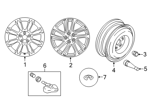 2017 Infiniti QX50 Wheels, Covers & Trim Aluminum Wheel Diagram for D0300-1UR4A