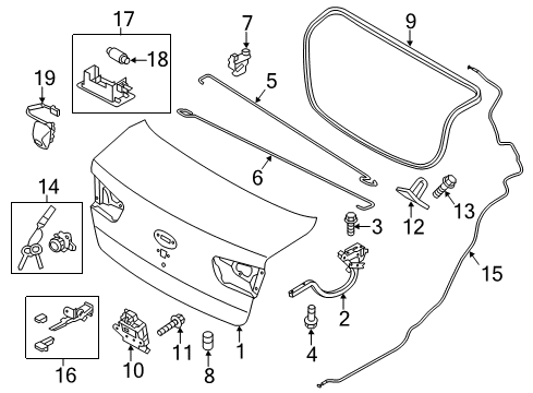 2021 Kia Rio Trunk Lid & Components Hinge Assembly-Trunk Lid Diagram for 79220H9000