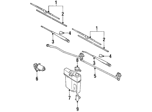 1993 Toyota 4Runner Wiper & Washer Components Windshield Wiper Arm Assembly Diagram for 85221-35020