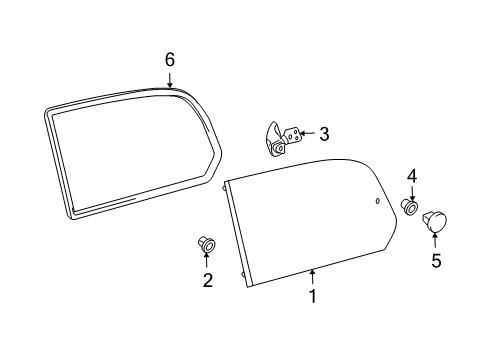 2003 Lexus GX470 Quarter Panel - Glass & Hardware Weatherstrip, Quarter Window, RH Diagram for 62741-60111