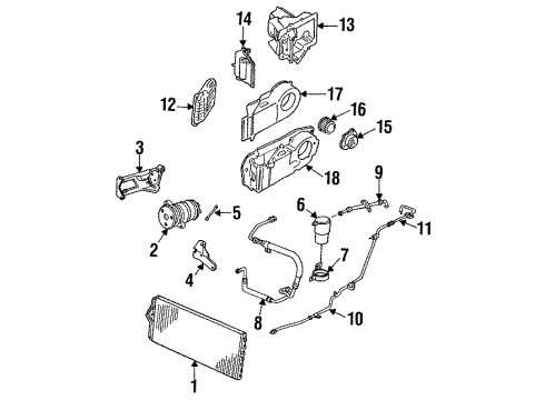 1987 Cadillac DeVille Condenser, Compressor & Lines, Evaporator Components Sensor Asm Diagram for 1626146