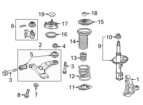 2012 Toyota Prius V Front Suspension Components, Lower Control Arm, Stabilizer Bar Insulator, Front Coil Spring Diagram for 48158-42010