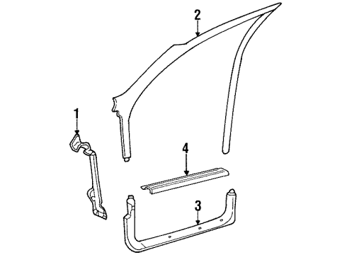 1996 Buick Skylark Interior Trim - Pillars, Rocker & Floor Molding, Windshield Side Upper Garnish *Paint To Mat Diagram for 22642172