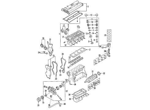 2000 Daewoo Leganza Engine Parts, Mounts, Cylinder Head & Valves, Camshaft & Timing, Oil Pan, Oil Pump, Crankshaft & Bearings, Pistons, Rings & Bearings Valve Lifters Diagram for 24419109