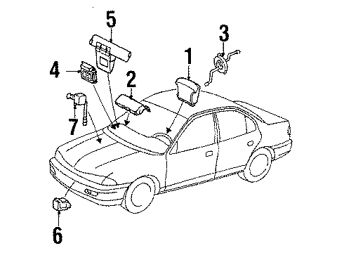 1998 Mercury Mystique Air Bag Components Front Sensor Diagram for 97BZ-14B004-AA