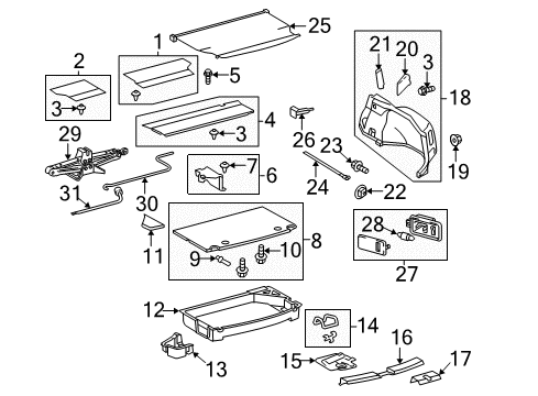 2012 Toyota Prius Interior Trim - Rear Body Side Seal Bolt Diagram for 90159-A0006