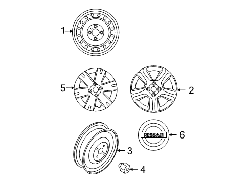 2012 Nissan Altima Wheels, Covers & Trim Aluminum Wheel (16X7) Diagram for 40300-ZX01A