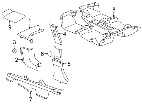 2009 Jeep Compass Interior Trim - Pillars, Rocker & Floor Molding-Windshield GARNISH Diagram for 1LL88DW1AD