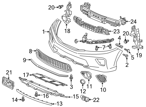 2015 Honda Accord Front Bumper Molding, R. FR. Foglight Diagram for 71142-T3L-A01