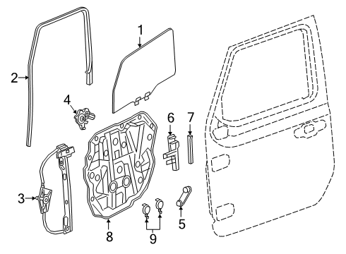 2021 Jeep Gladiator Front Door Channel-Front Door Glass Lower Diagram for 68282166AD