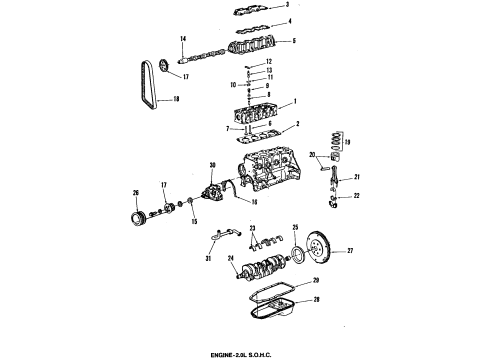1987 Pontiac Grand Am Engine Parts, Mounts, Cylinder Head & Valves, Camshaft & Timing, Oil Pan, Oil Pump, Crankshaft & Bearings, Pistons, Rings & Bearings Bearings Diagram for 94625718