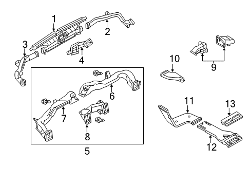2021 INFINITI QX80 Ducts Duct-Heater Floor Rear RH Diagram for 27832-1LA1A