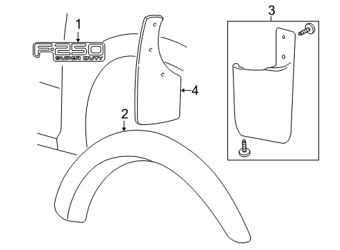 2006 Ford F-250 Super Duty Exterior Trim - Fender Mud Guard Diagram for 8C3Z-16A550-CB