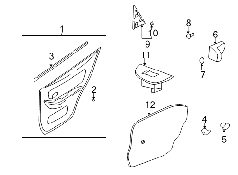 2004 Hyundai Elantra Rear Door Rear Power Window Sub Switch Assembly, Right Diagram for 93580-2D100-LT