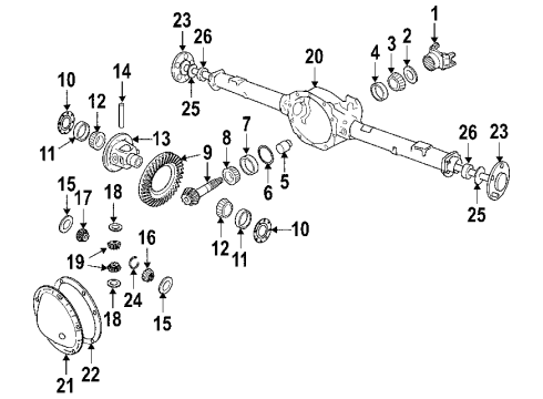 2004 Dodge Durango Rear Axle, Differential, Propeller Shaft Cup-Differential Side Diagram for 3723569