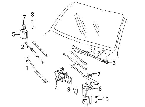 1992 Chevrolet Astro Wiper & Washer Components Container Kit, Windshield Washer Solvent Diagram for 22127308