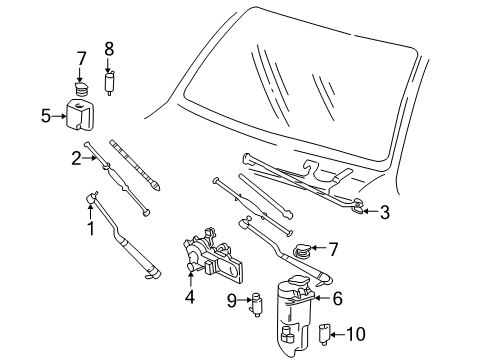 2001 GMC Safari Rear Wipers Wiper Linkage Diagram for 22048314