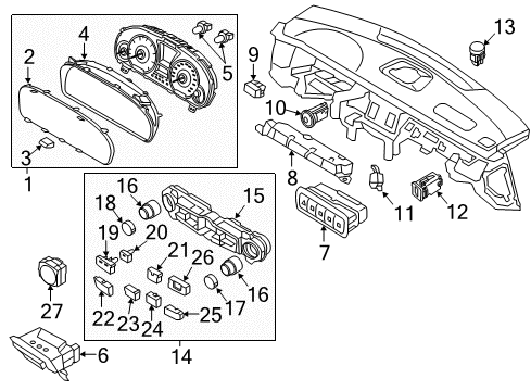 2011 Hyundai Equus A/C & Heater Control Units Heater System Actuator Assembly, Right Diagram for 97160-3M500