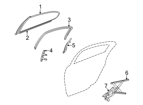 1998 Dodge Intrepid Rear Door - Glass & Hardware WEATHERSTRIP-Rear Door Flush Glass Diagram for 4780164AC