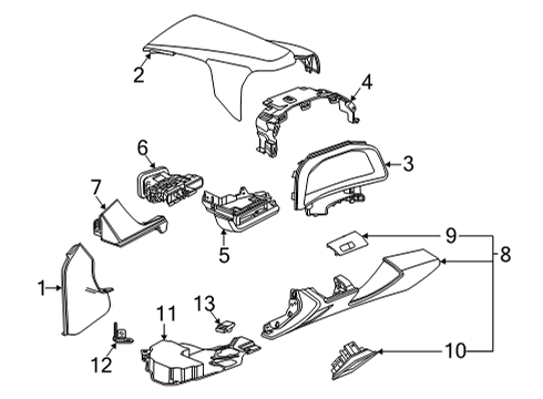 2022 Chevrolet Corvette Cluster & Switches, Instrument Panel Trim Plate Diagram for 84246150