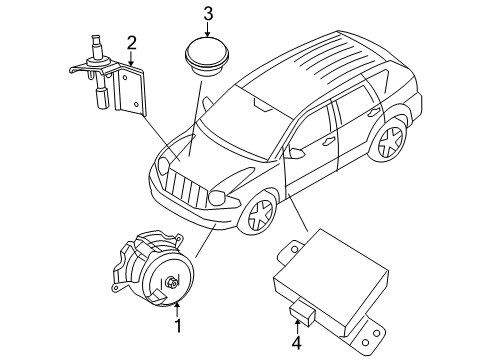 2008 Jeep Compass Alarm System Switch-UNDERHOOD Diagram for 5026276AA