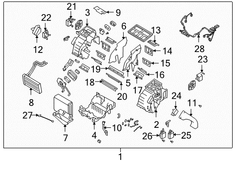 2005 Kia Amanti Heater Core & Control Valve Sensor-A/C EVAPORATOR Core Diagram for 972563B100