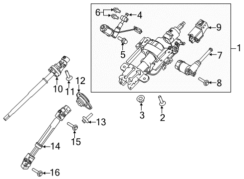 2019 Ford F-150 Steering Column Assembly Steering Column Diagram for FL3Z-3C529-AJ