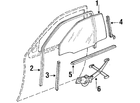 1993 Pontiac LeMans Front Door - Glass & Hardware Front Side Power Window Regulator Passenger Side (Rh)(N19) Diagram for 90186594