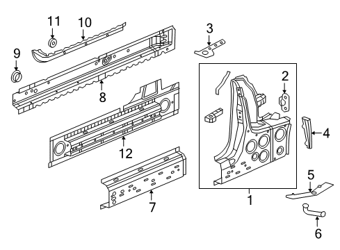 2017 Buick Cascada Lock Pillar, Rocker Panel Inner Rocker Plug Diagram for 95984307