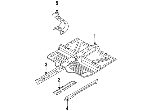 1995 Kia Sephia Pillars, Rocker & Floor - Floor & Rails Panel Assembly-FFLOOR Diagram for 0K24T53600