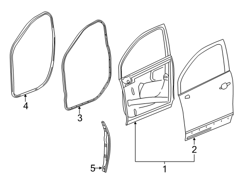 2017 Buick Encore Front Door Door Weatherstrip Diagram for 42763356