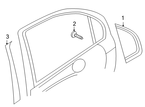 2009 Chevrolet Aveo Exterior Trim - Rear Door Trim Molding Diagram for 96649125