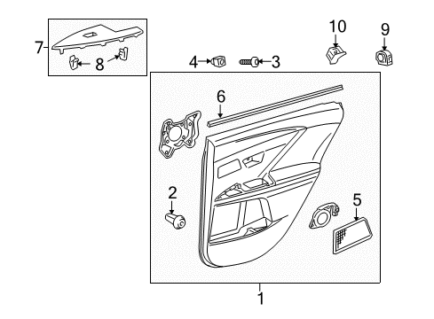 2012 Toyota Venza Front Door Door Trim Panel Diagram for 67640-0T010-C1