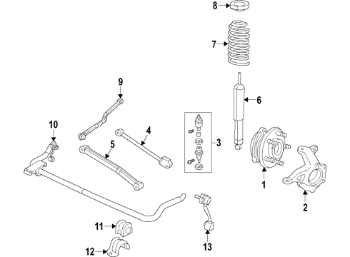 2020 Jeep Gladiator Suspension Components, Lower Control Arm, Upper Control Arm, Stabilizer Bar Brake Hub And Bearing Diagram for 68272624AC