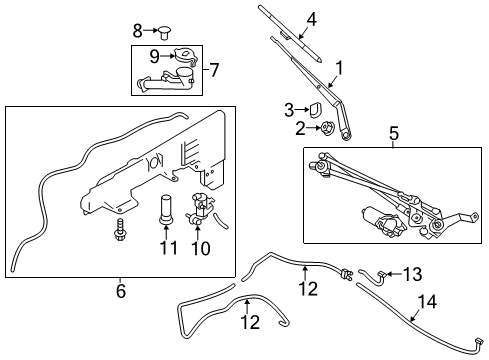 2020 Nissan Armada Wipers Rear Window Wiper Arm Assembly Diagram for 28780-6GX5A