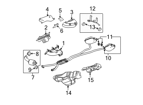 2009 Cadillac CTS Exhaust Components Muffler & Pipe Hanger Diagram for 25902027