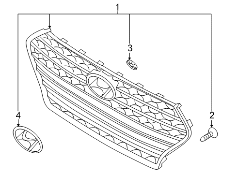2018 Hyundai Accent Grille & Components Symbol Mark Emblem Diagram for 86300-J0000