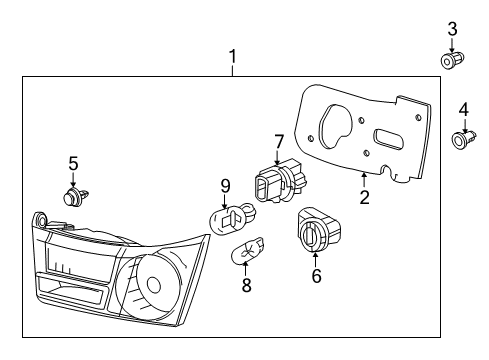 2011 Acura TSX Bulbs Light Assembly, Passenger Side Lid Diagram for 34150-TL4-G01