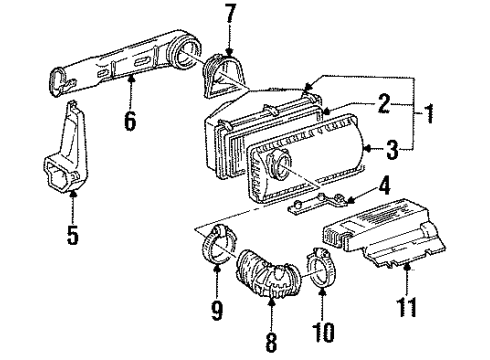 1995 Chevrolet K2500 Suburban Air Intake Cleaner, Air Diagram for 25098524