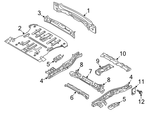 2010 Kia Sedona Rear Body Panel, Floor & Rails Crossmember Assembly-Rear Diagram for 656204D210
