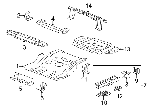 2012 Chevrolet Captiva Sport Rear Body - Floor & Rails Side Bracket Diagram for 96621766