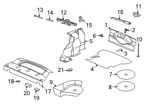 2005 Saturn Ion Interior Trim - Rear Body Handle, Rear Compartment Spare Wheel Cover Diagram for 22682612