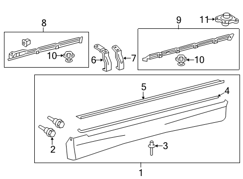 2008 Toyota Tacoma Exterior Trim - Cab Rocker Molding Retainer Diagram for 75393-04010