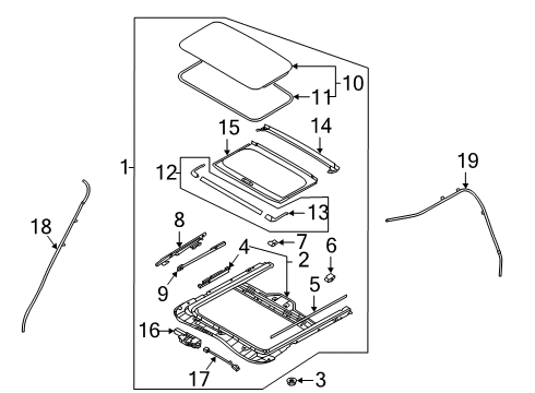 2022 Kia Soul Sunroof Sunroof Glass Panel Assembly Diagram for 81630K0000